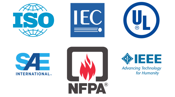 The logos of various industry standards